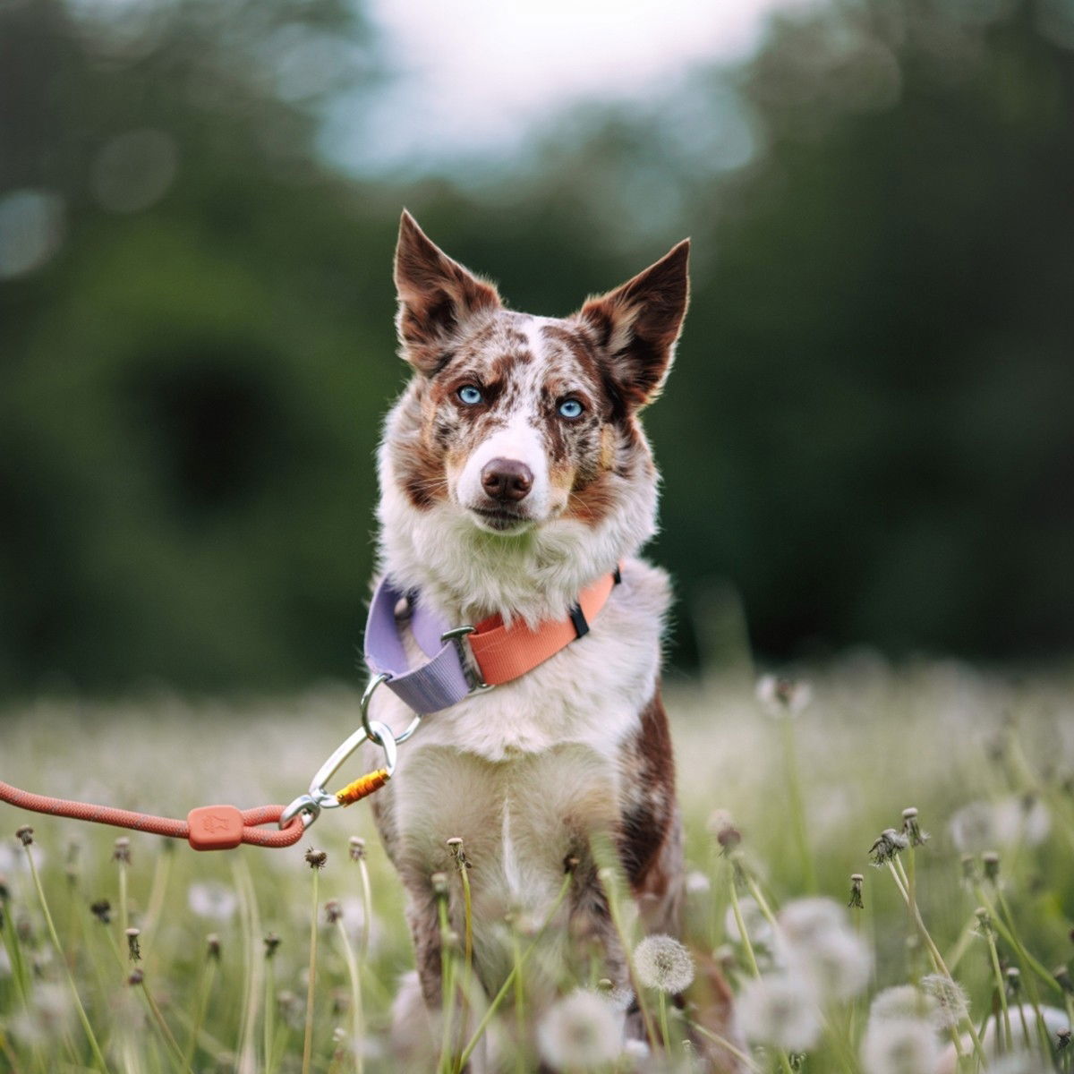 Woolly Wolf Color Block Martingale Collar, Salmon Pink Mix