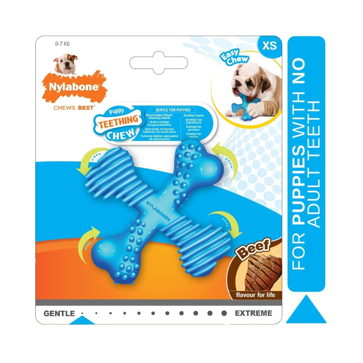 Nylabone Puppy Teething X Bone Beef XS