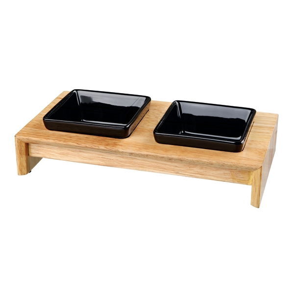 Trixie Bowl set, ceramic/wood, 2 × 0,2l