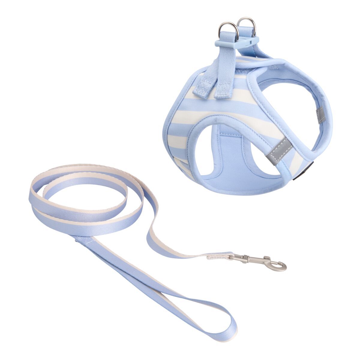 Basic Cat Striped harness set beige/blue