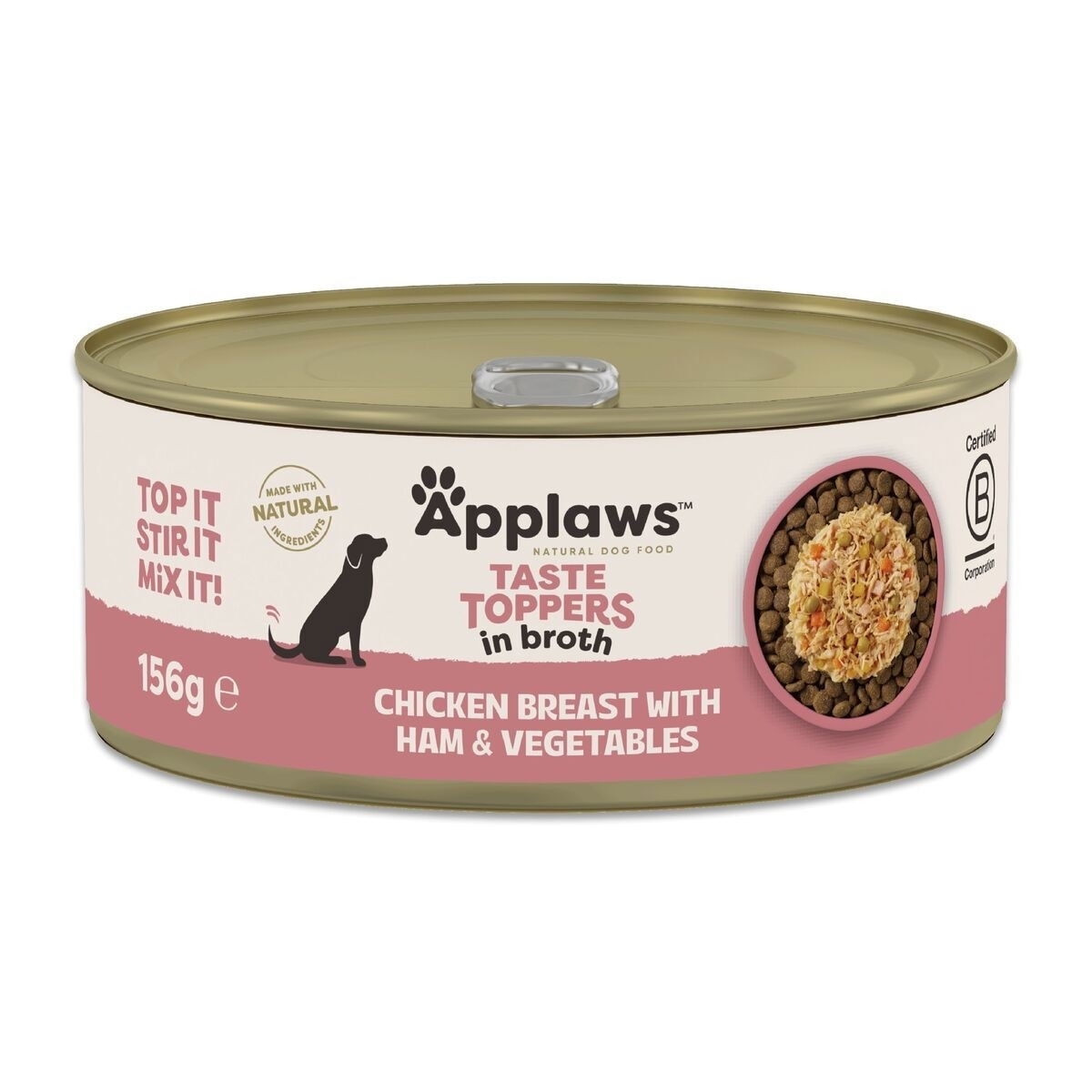 Applaws Taste Toppers chicken breast with ham, pumpkin, carrots & peas in broth tin