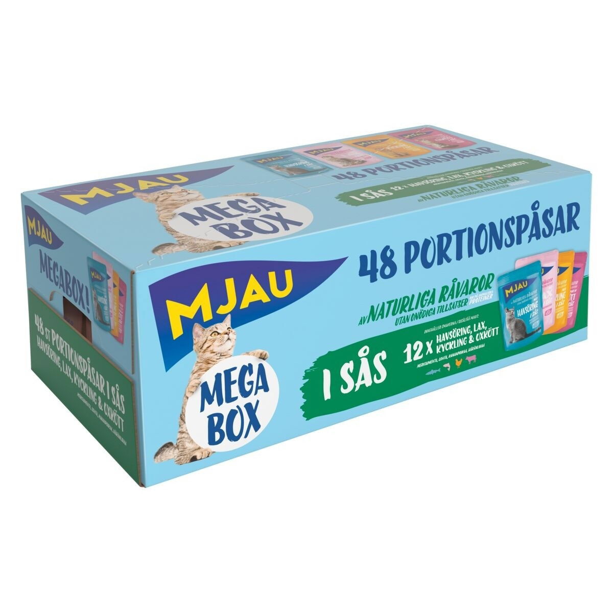Mjau Megabox Kött o Fisk i sås 48x85g